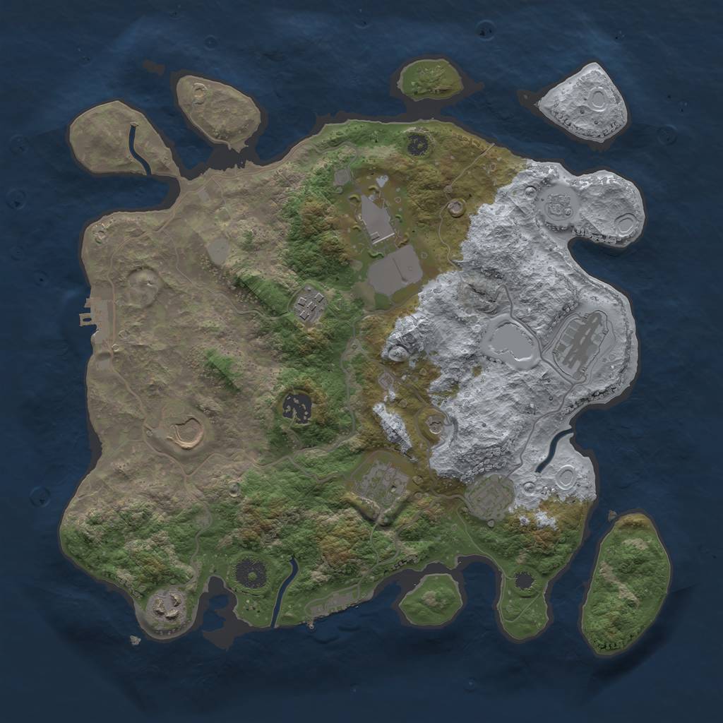 Rust Map: Procedural Map, Size: 3500, Seed: 2014925294, 15 Monuments