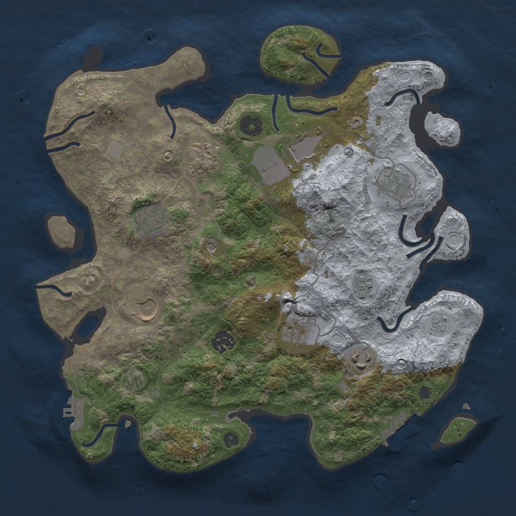 Rust Map: Procedural Map, Size: 3500, Seed: 899319685, 16 Monuments