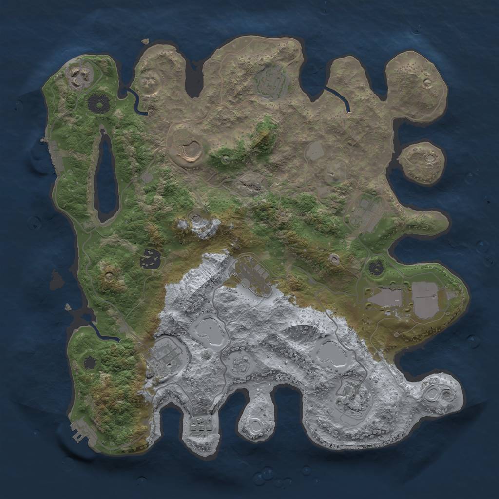 Rust Map: Procedural Map, Size: 3500, Seed: 1066720414, 17 Monuments