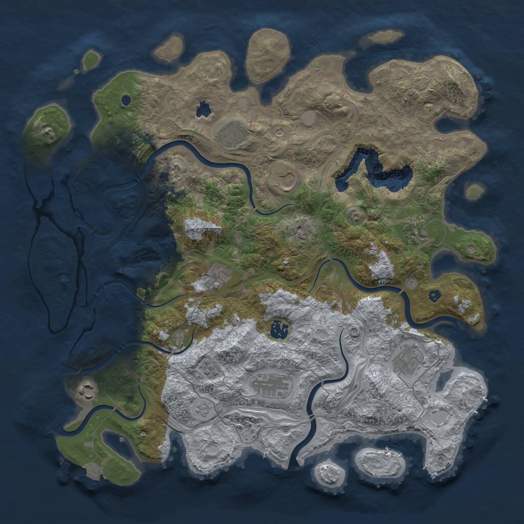 Rust Map: Procedural Map, Size: 4250, Seed: 611867311, 13 Monuments