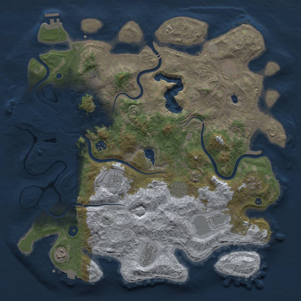 Rust Map: Procedural Map, Size: 4250, Seed: 1443611771, 16 Monuments