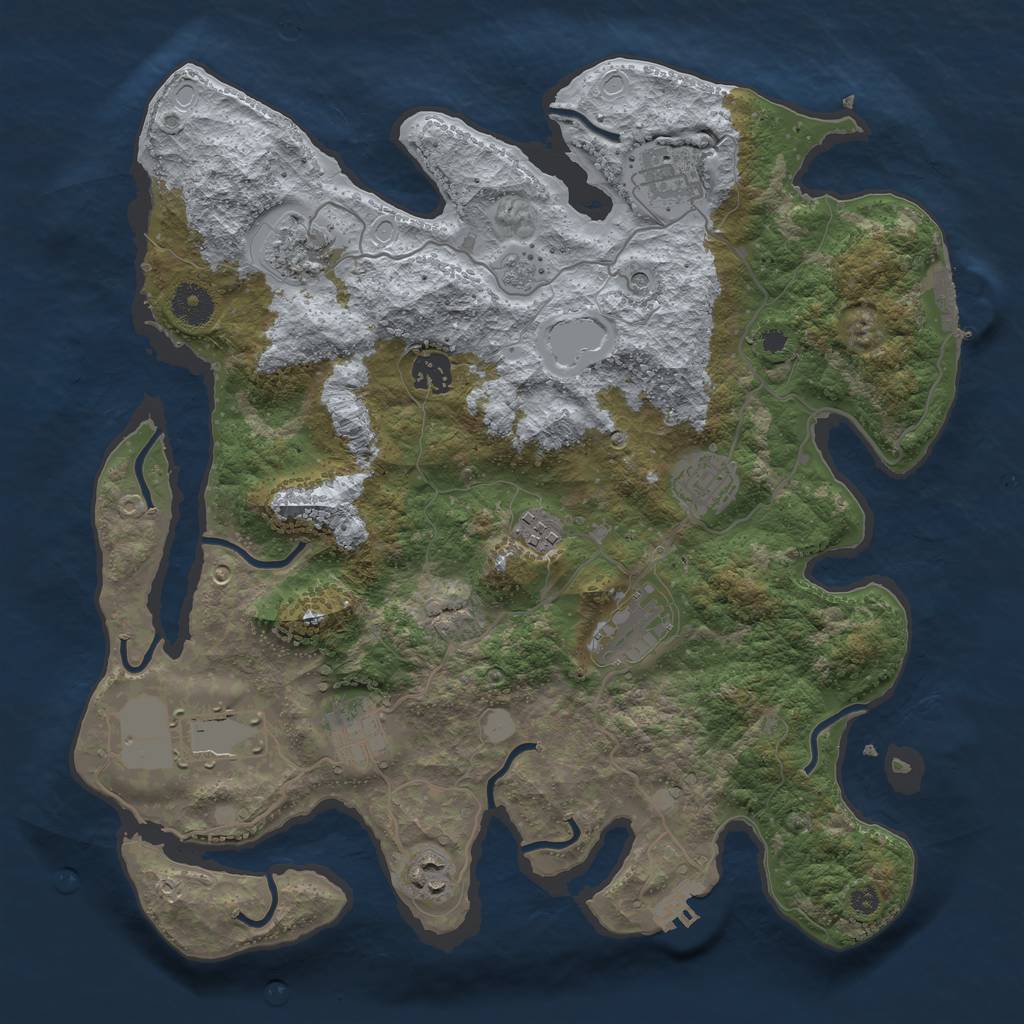 Rust Map: Procedural Map, Size: 3700, Seed: 2032052697, 16 Monuments