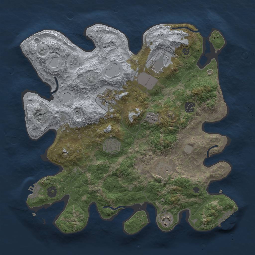 Rust Map: Procedural Map, Size: 3500, Seed: 116215840, 14 Monuments
