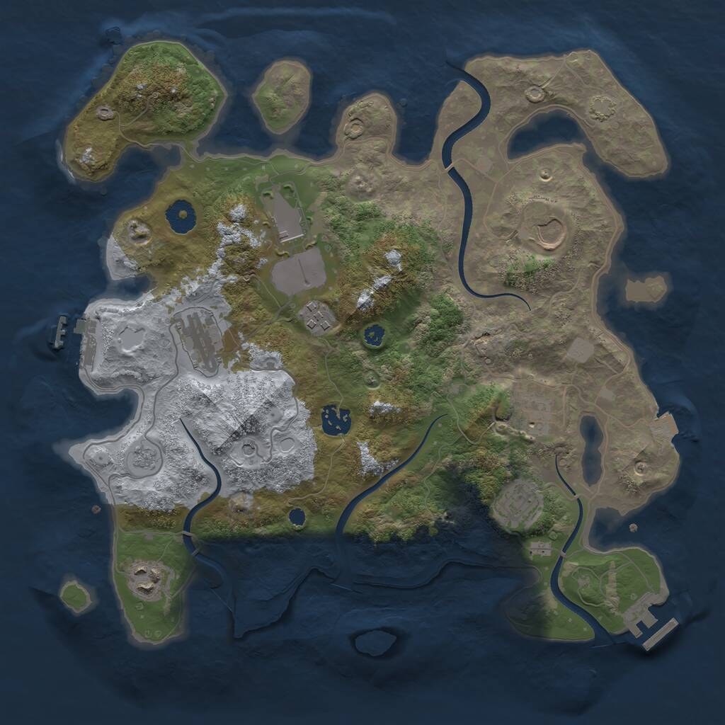 Rust Map: Procedural Map, Size: 3500, Seed: 1339939133, 14 Monuments