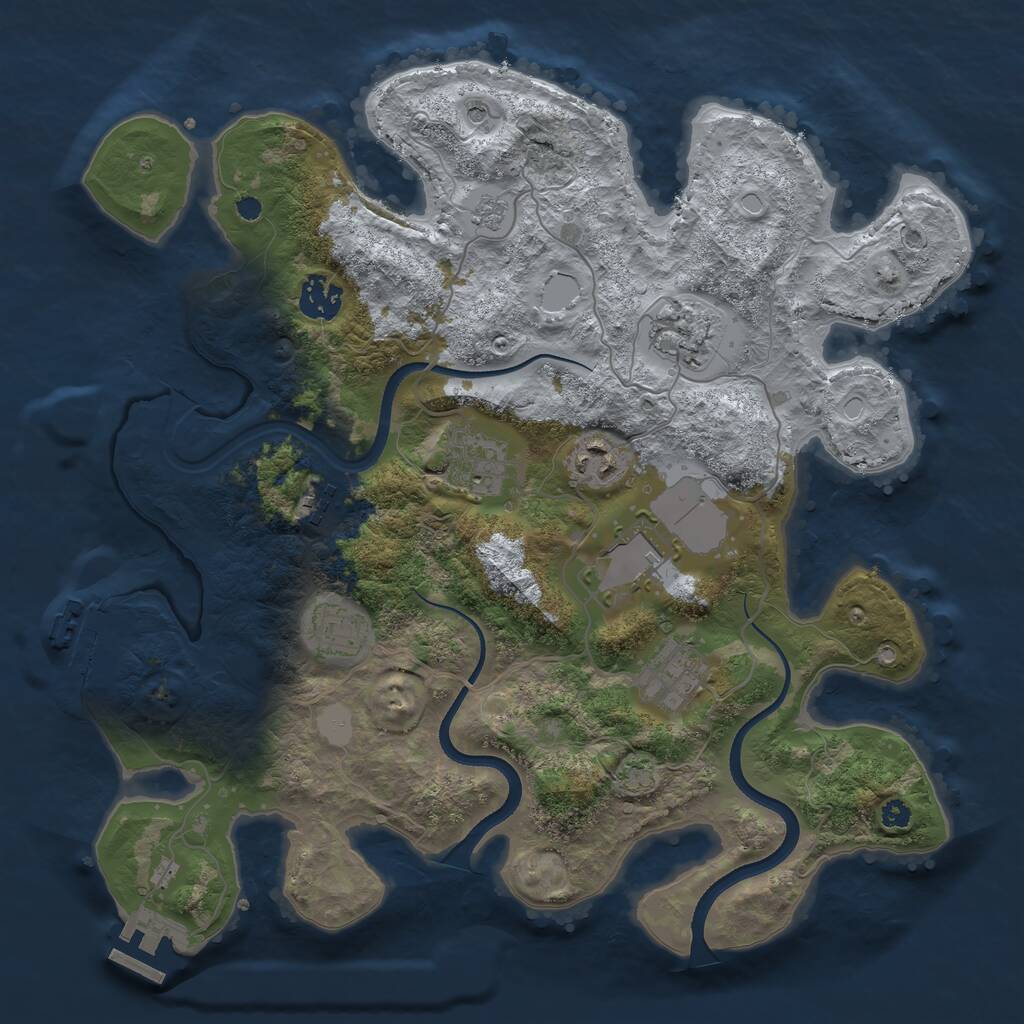 Rust Map: Procedural Map, Size: 3500, Seed: 330873590, 14 Monuments