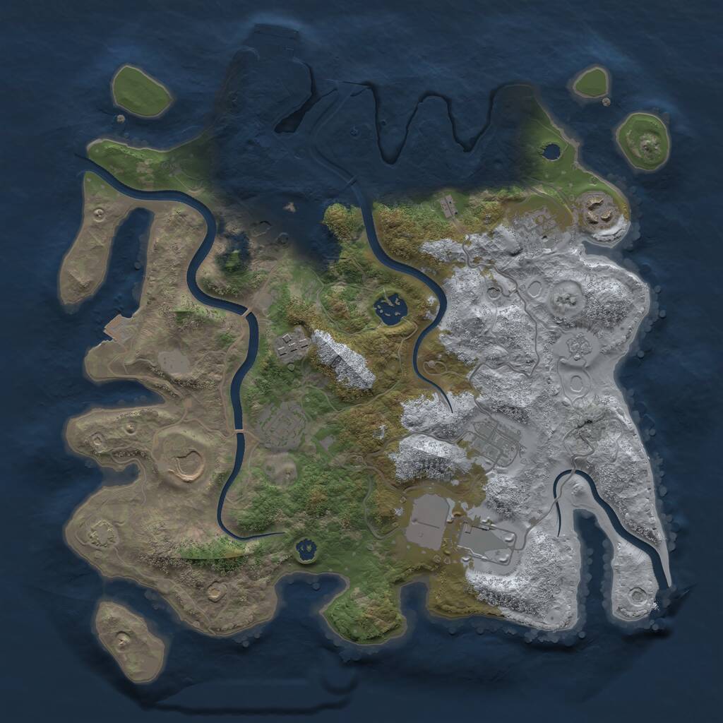 Rust Map: Procedural Map, Size: 3500, Seed: 1239946771, 14 Monuments