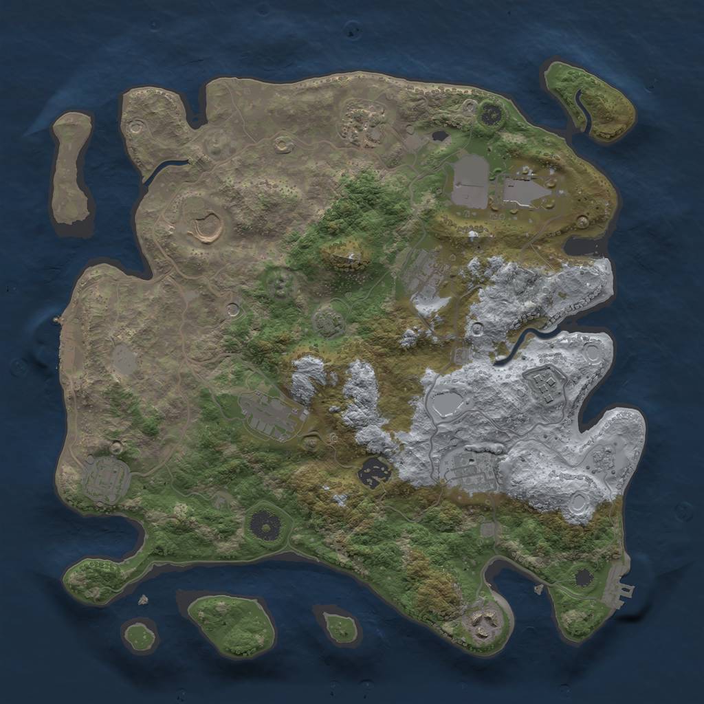Rust Map: Procedural Map, Size: 3500, Seed: 1195648565, 18 Monuments