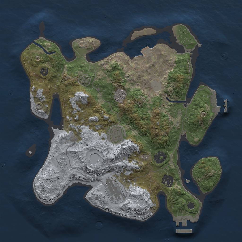 Rust Map: Procedural Map, Size: 3000, Seed: 2145103622, 12 Monuments