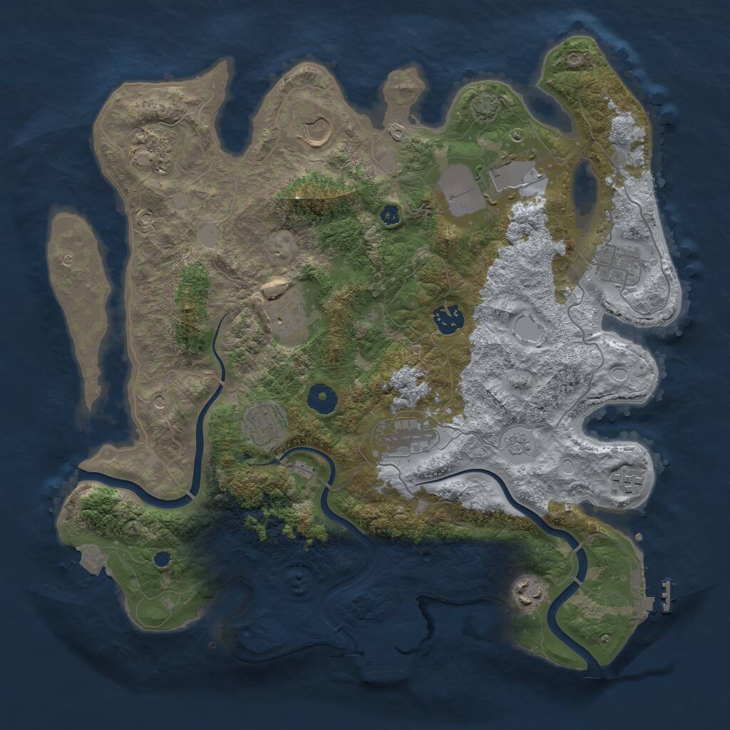 Rust Map: Procedural Map, Size: 3700, Seed: 1103485331, 16 Monuments