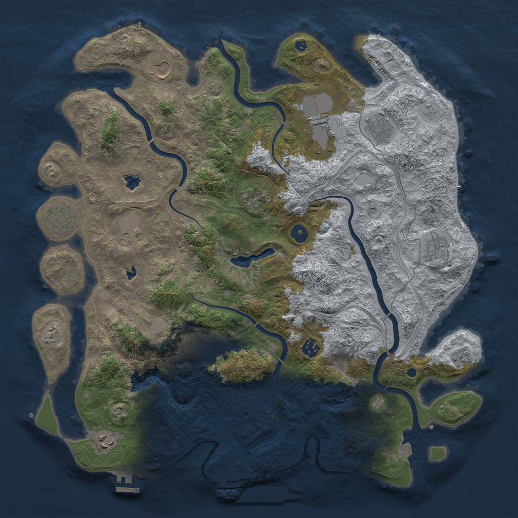 Rust Map: Procedural Map, Size: 4500, Seed: 525858123, 17 Monuments