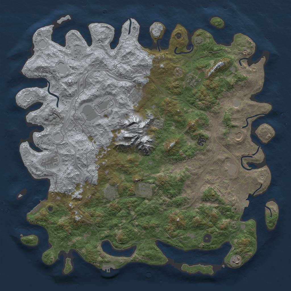 Rust Map: Procedural Map, Size: 5000, Seed: 1386179516, 19 Monuments