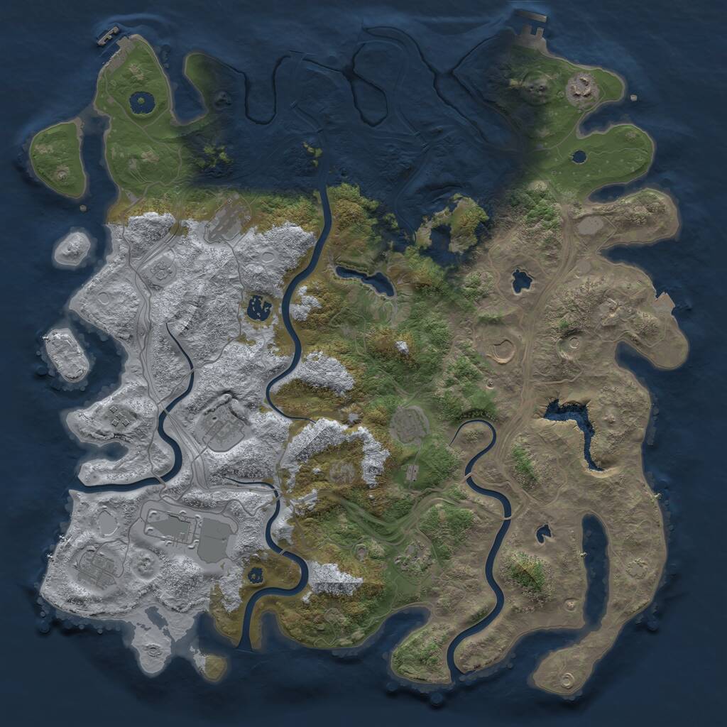 Rust Map: Procedural Map, Size: 4500, Seed: 425599410, 16 Monuments