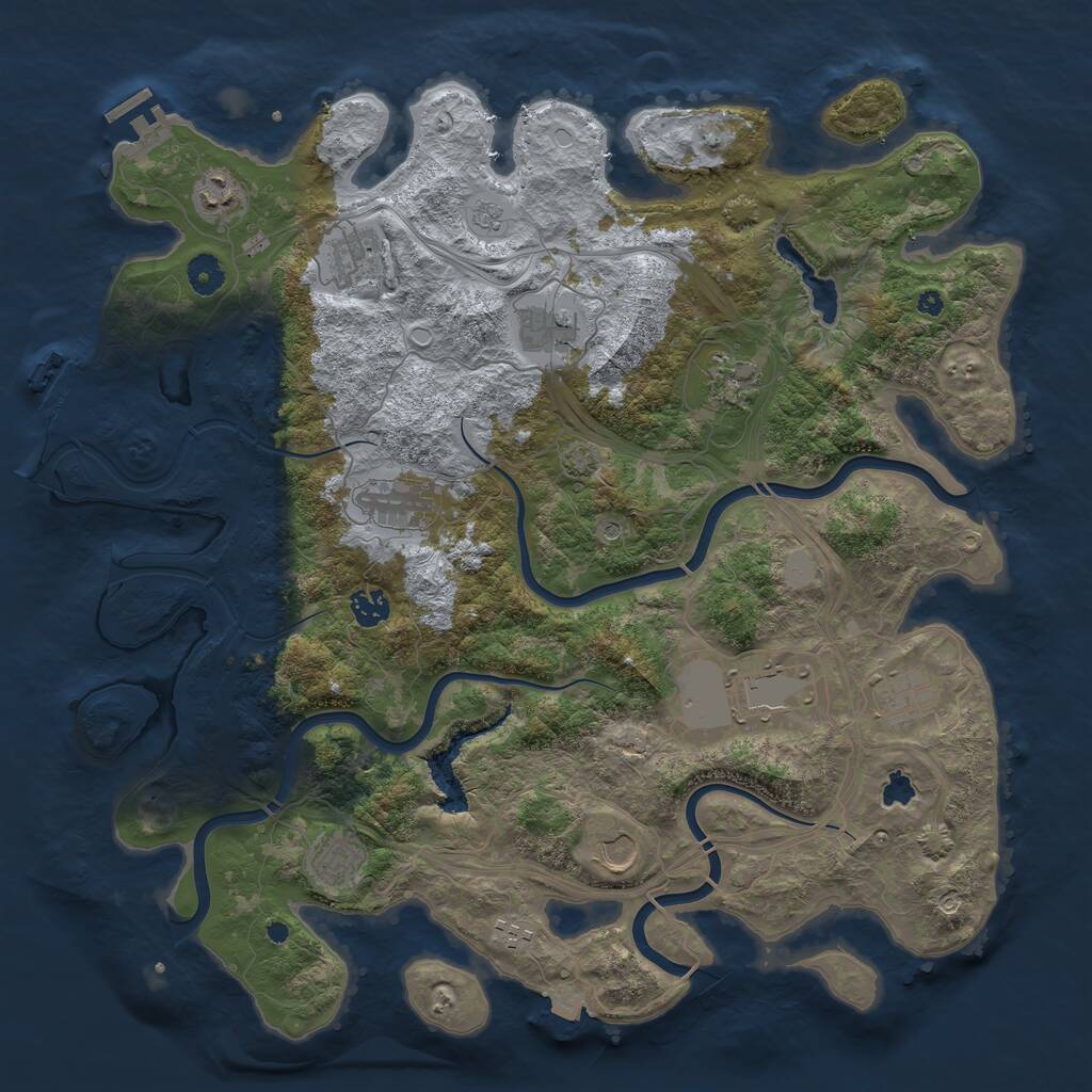 Rust Map: Procedural Map, Size: 4250, Seed: 1240883679, 17 Monuments