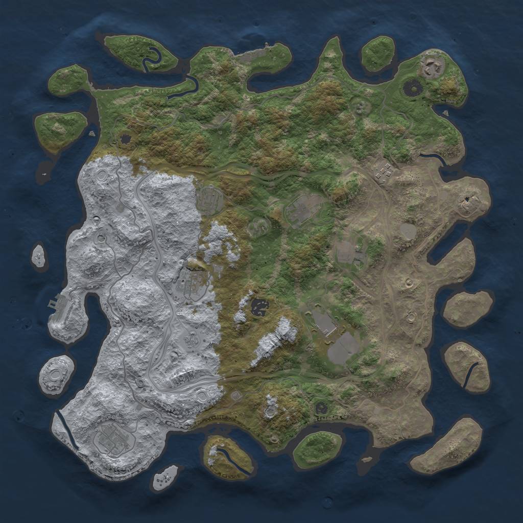 Rust Map: Procedural Map, Size: 4250, Seed: 82124927, 16 Monuments