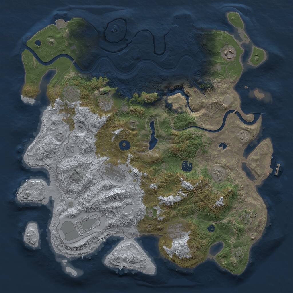Rust Map: Procedural Map, Size: 4000, Seed: 25345385, 15 Monuments