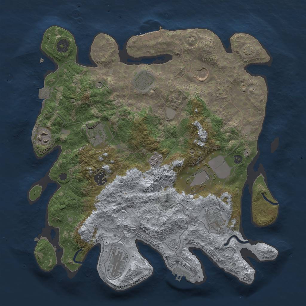 Rust Map: Procedural Map, Size: 3500, Seed: 1822849909, 17 Monuments