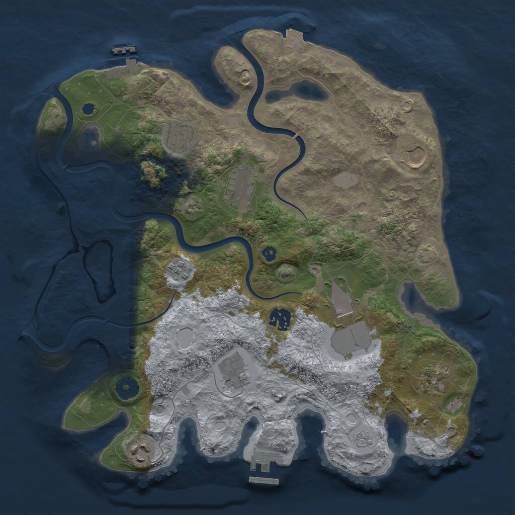 Rust Map: Procedural Map, Size: 3500, Seed: 1077452941, 15 Monuments