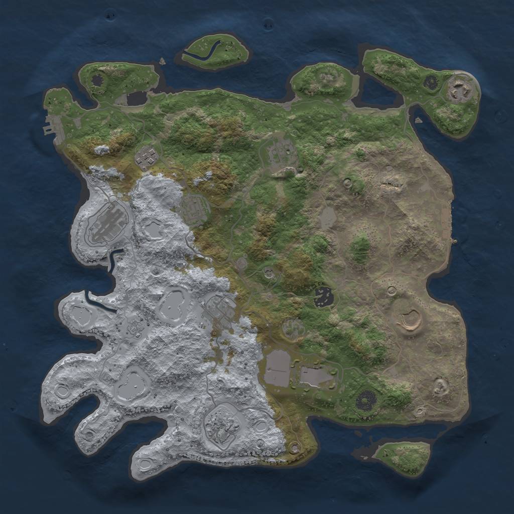 Rust Map: Procedural Map, Size: 3700, Seed: 201609343, 17 Monuments