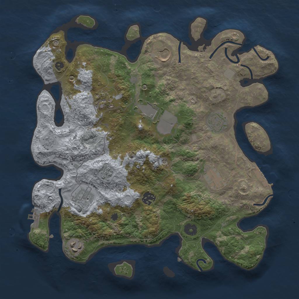 Rust Map: Procedural Map, Size: 3500, Seed: 26212641, 16 Monuments