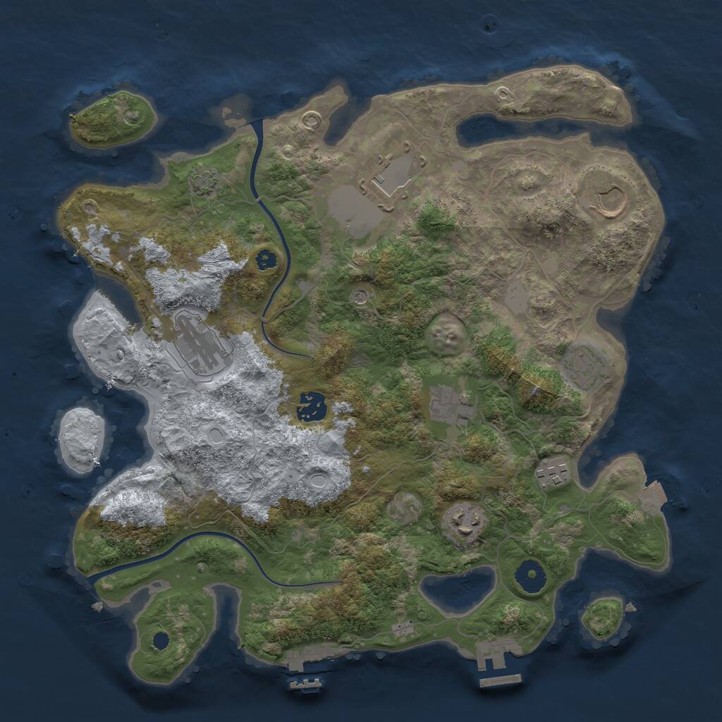 Rust Map: Procedural Map, Size: 3500, Seed: 2513, 13 Monuments