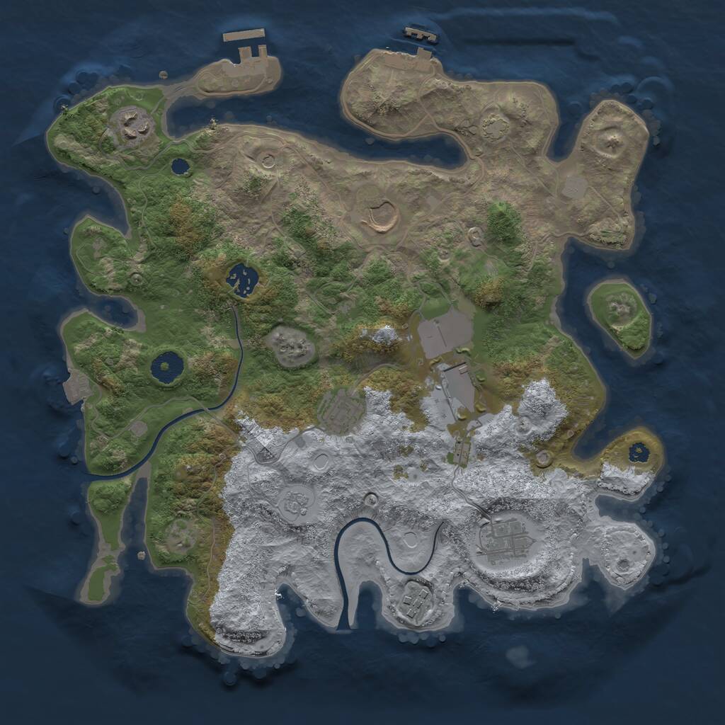 Rust Map: Procedural Map, Size: 3500, Seed: 872984649, 13 Monuments