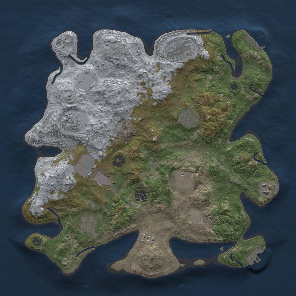 Rust Map: Procedural Map, Size: 3500, Seed: 1221277757, 16 Monuments