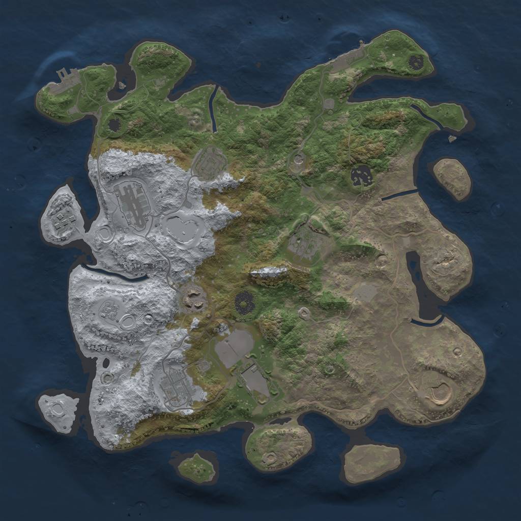 Rust Map: Procedural Map, Size: 3500, Seed: 1381141797, 16 Monuments