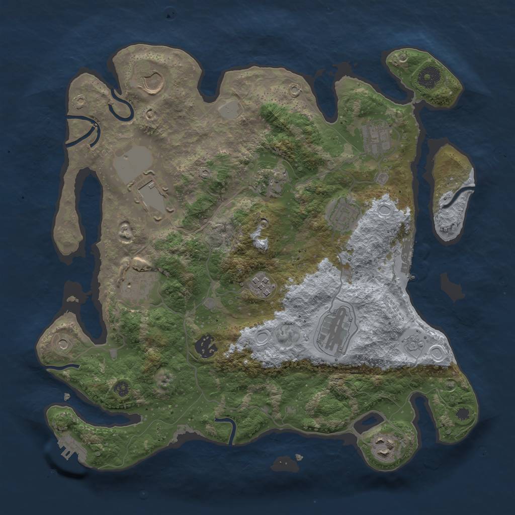 Rust Map: Procedural Map, Size: 3500, Seed: 2062902410, 17 Monuments