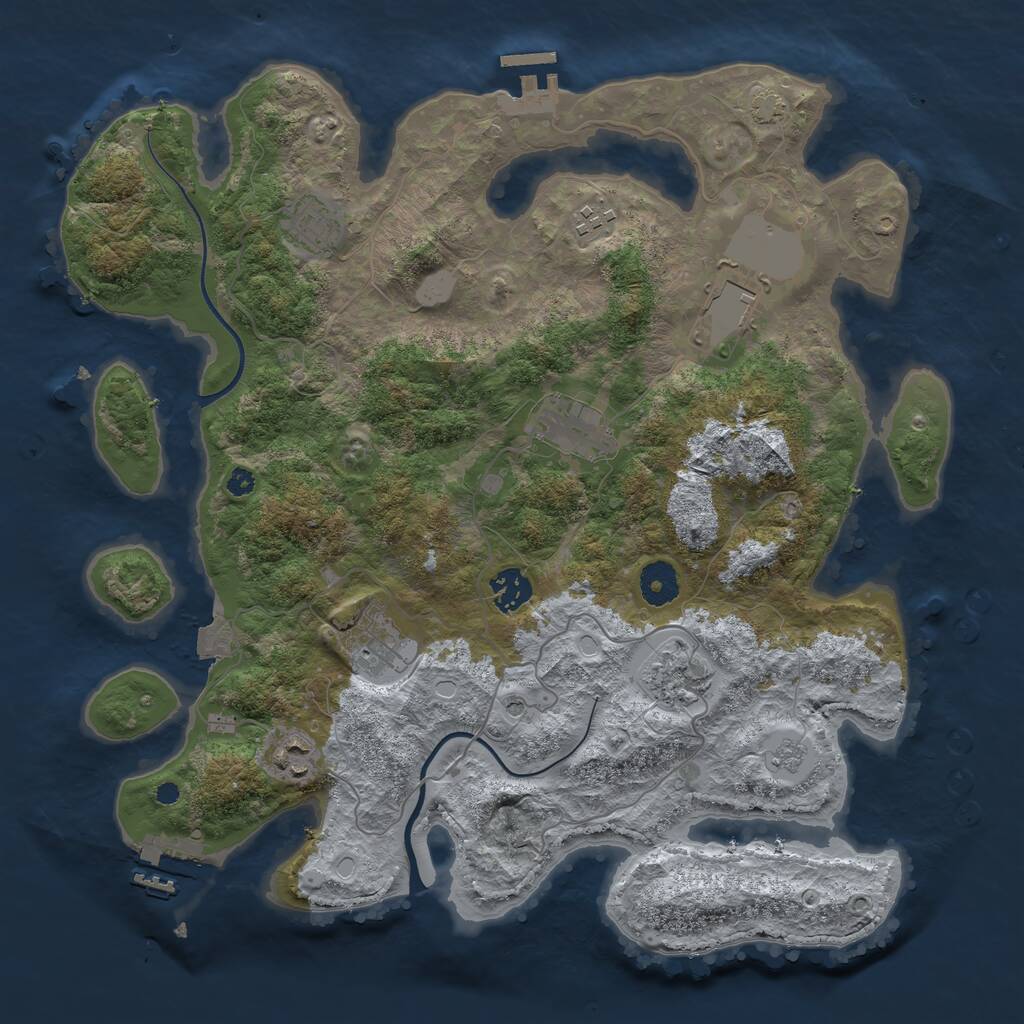 Rust Map: Procedural Map, Size: 3700, Seed: 763904009, 14 Monuments