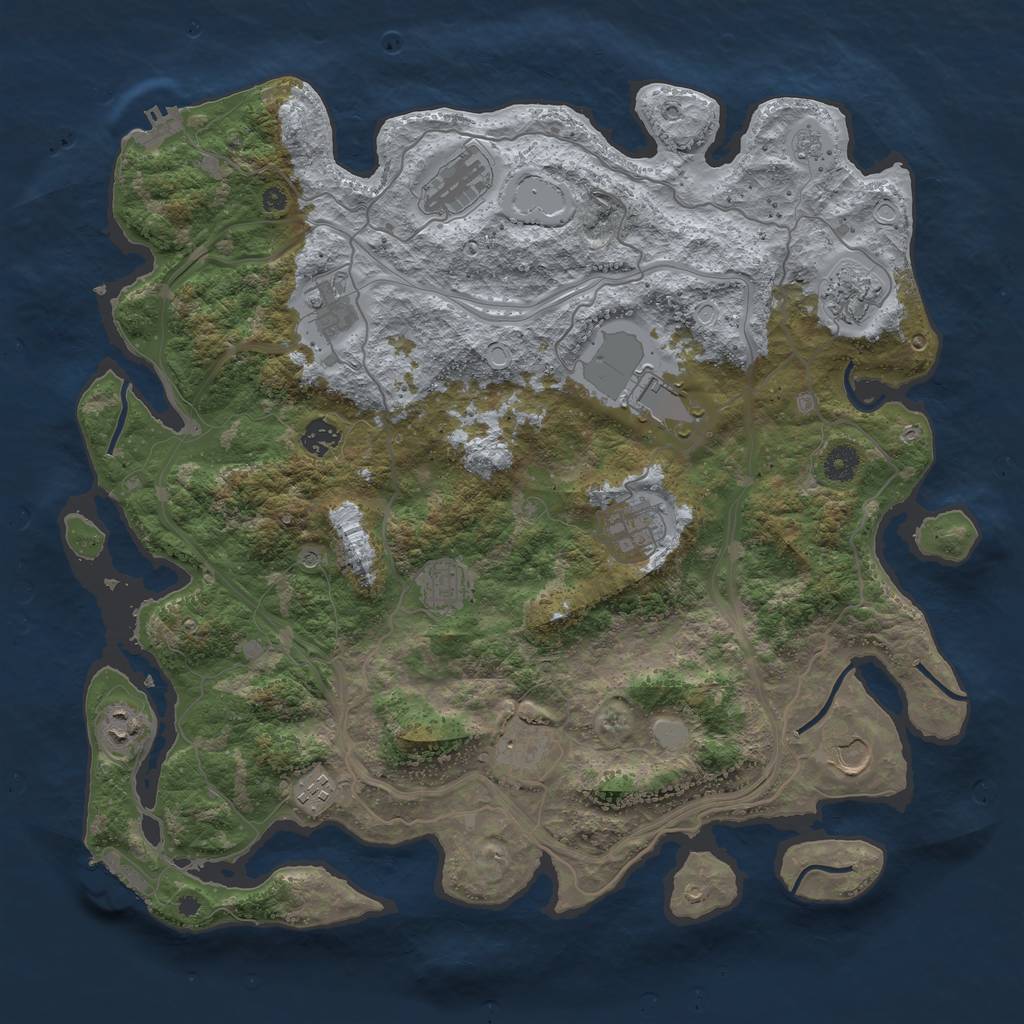 Rust Map: Procedural Map, Size: 4250, Seed: 695685100, 18 Monuments