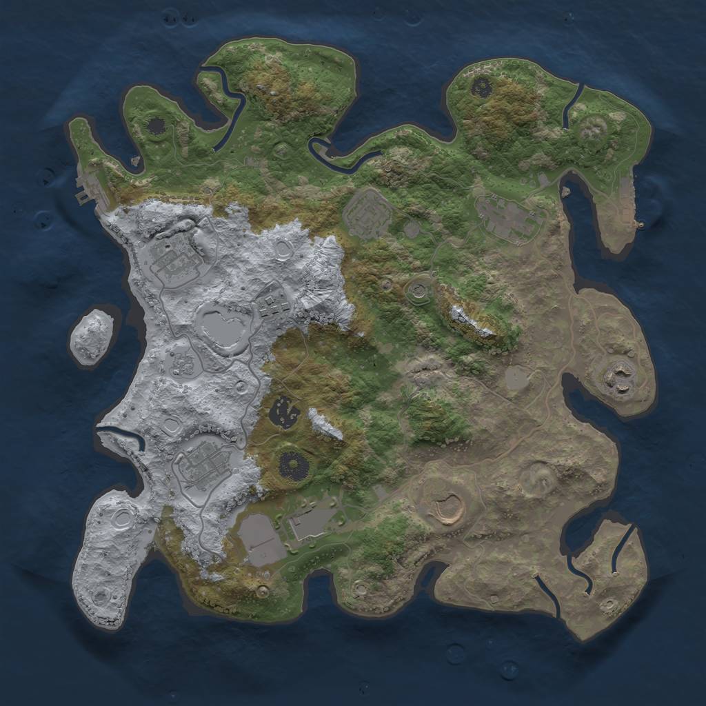 Rust Map: Procedural Map, Size: 3500, Seed: 94505950, 16 Monuments
