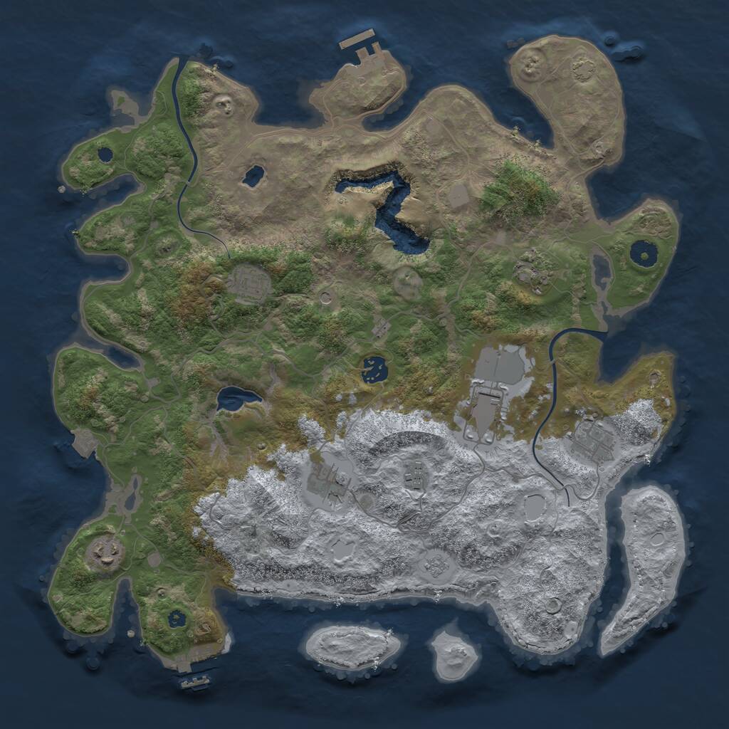 Rust Map: Procedural Map, Size: 4000, Seed: 33108, 14 Monuments