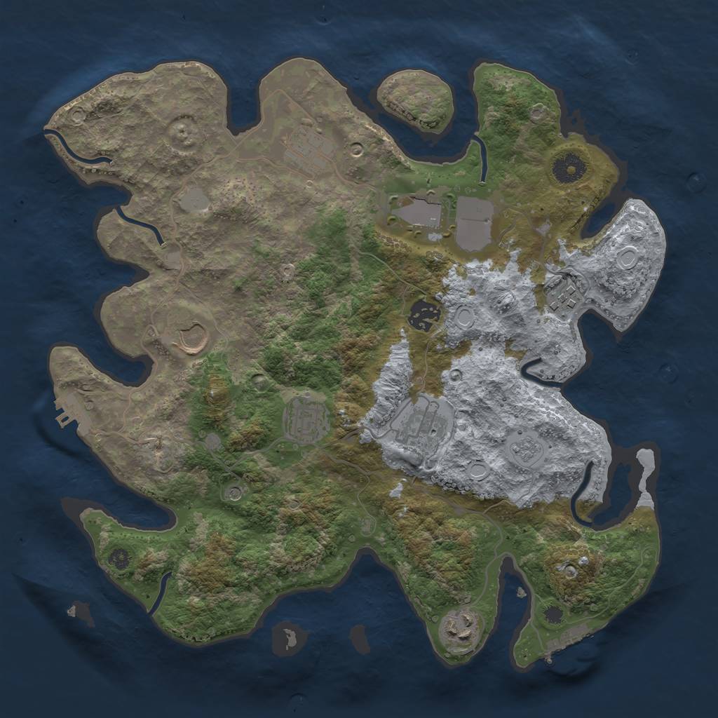 Rust Map: Procedural Map, Size: 3500, Seed: 21617280, 15 Monuments