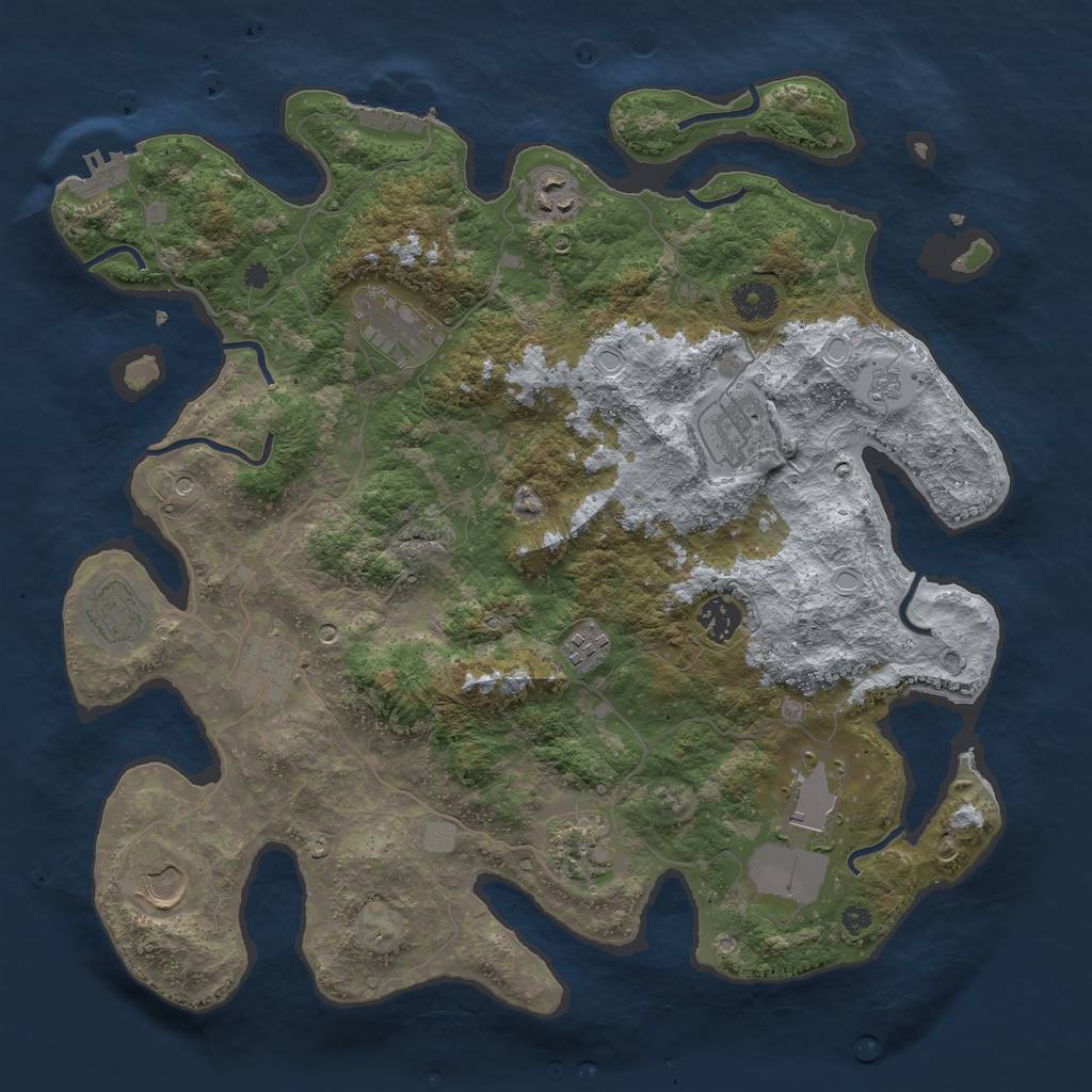 Rust Map: Procedural Map, Size: 3800, Seed: 59500, 17 Monuments