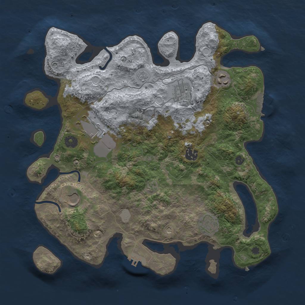 Rust Map: Procedural Map, Size: 3500, Seed: 307217326, 13 Monuments