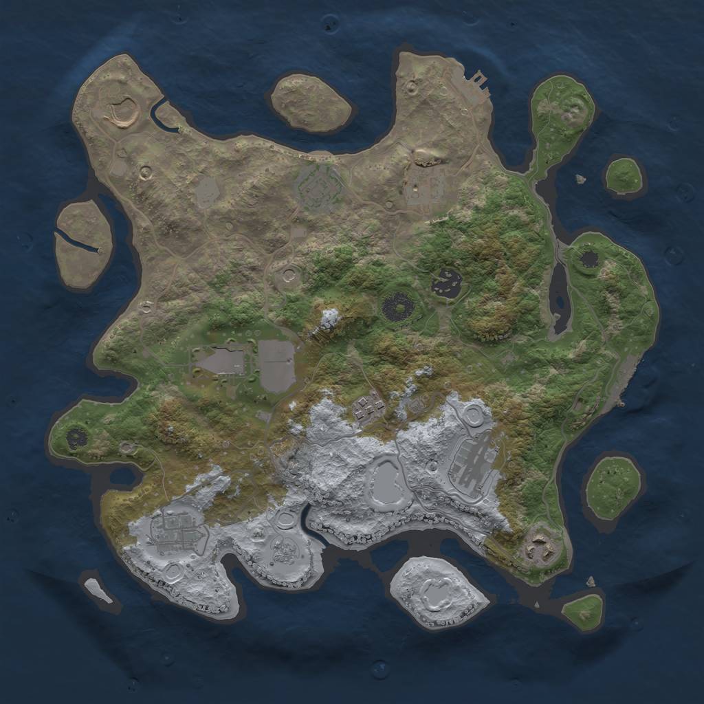 Rust Map: Procedural Map, Size: 3500, Seed: 89619686, 16 Monuments