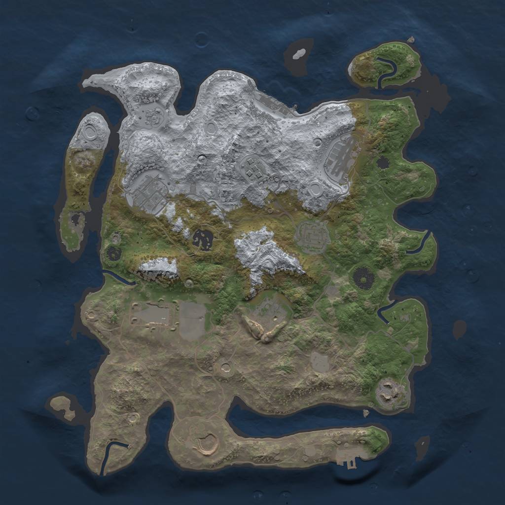Rust Map: Procedural Map, Size: 3500, Seed: 212221, 16 Monuments