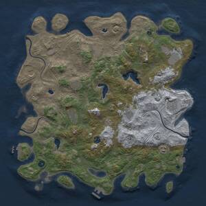 Thumbnail Rust Map: Procedural Map, Size: 4500, Seed: 2009446470, 17 Monuments