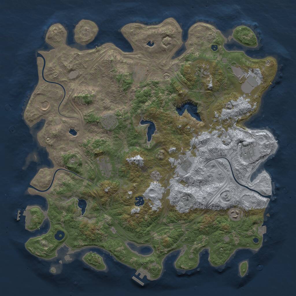 Rust Map: Procedural Map, Size: 4500, Seed: 2009446470, 17 Monuments