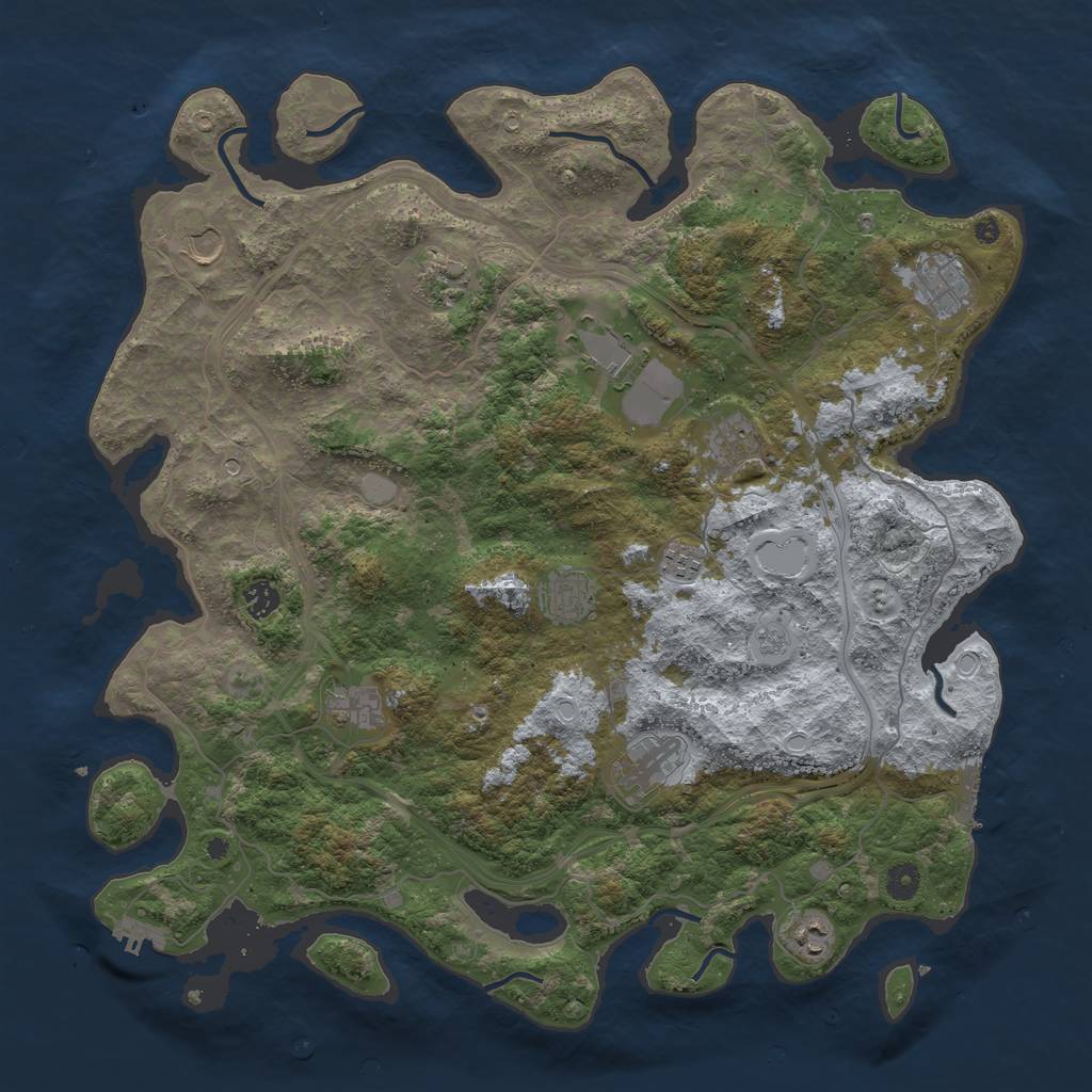 Rust Map: Procedural Map, Size: 4500, Seed: 2009446470, 18 Monuments