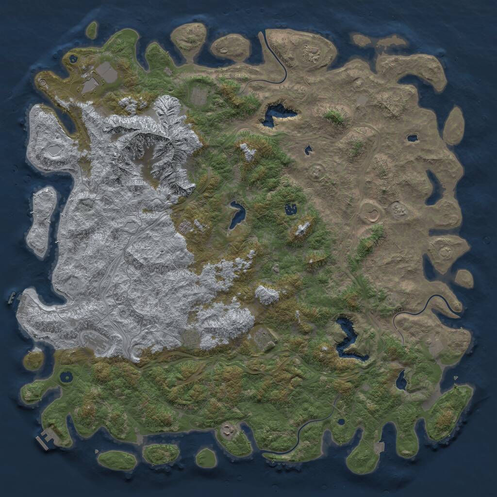 Rust Map: Procedural Map, Size: 6000, Seed: 2605839, 17 Monuments