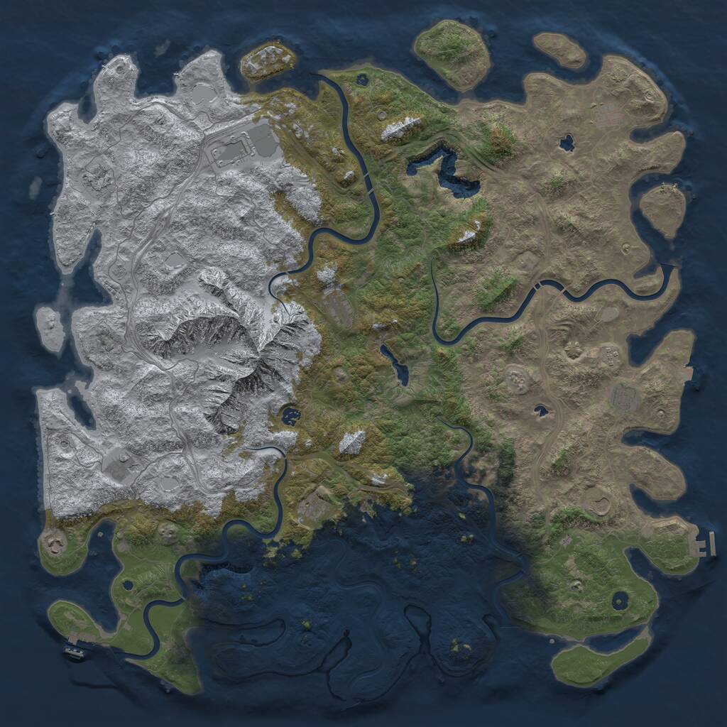 Rust Map: Procedural Map, Size: 6000, Seed: 2394912, 17 Monuments