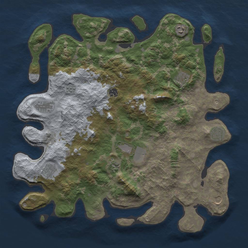 Rust Map: Barren, Size: 4250, Seed: 791021724, 13 Monuments