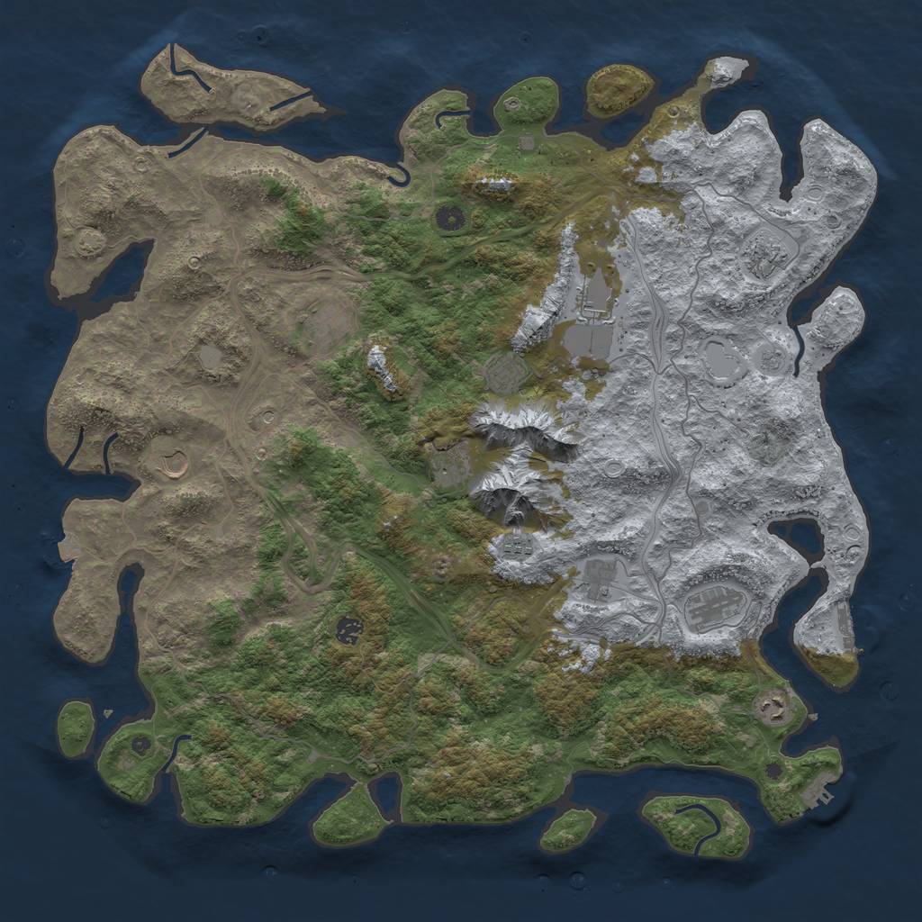 Rust Map: Procedural Map, Size: 5000, Seed: 45783478, 19 Monuments
