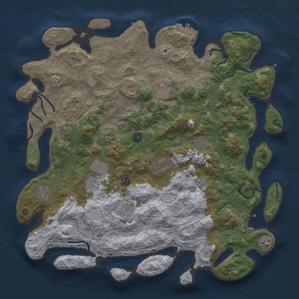 Rust Map: Procedural Map, Size: 4500, Seed: 847069807, 18 Monuments
