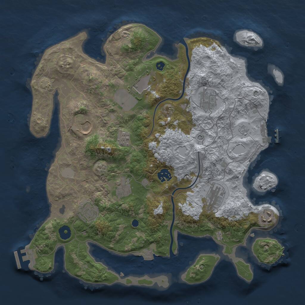 Rust Map: Procedural Map, Size: 3500, Seed: 1023731185, 15 Monuments