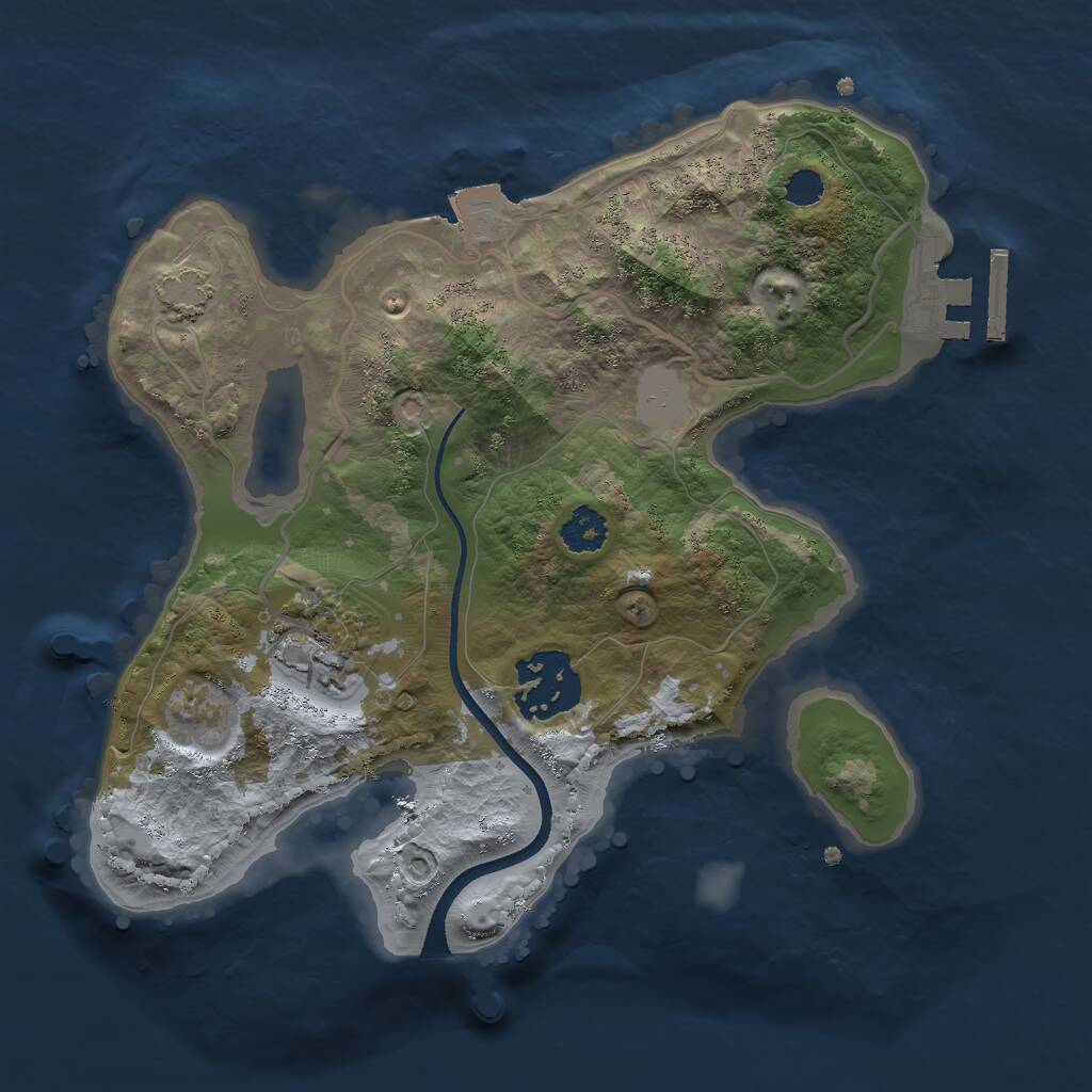 Rust Map: Procedural Map, Size: 2400, Seed: 4275222, 5 Monuments