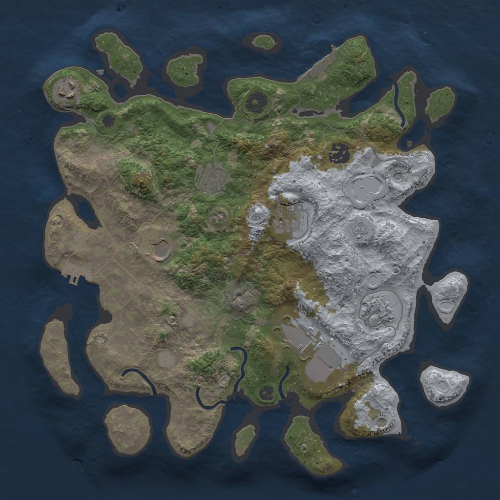 Rust Map: Procedural Map, Size: 3500, Seed: 1736240302, 14 Monuments