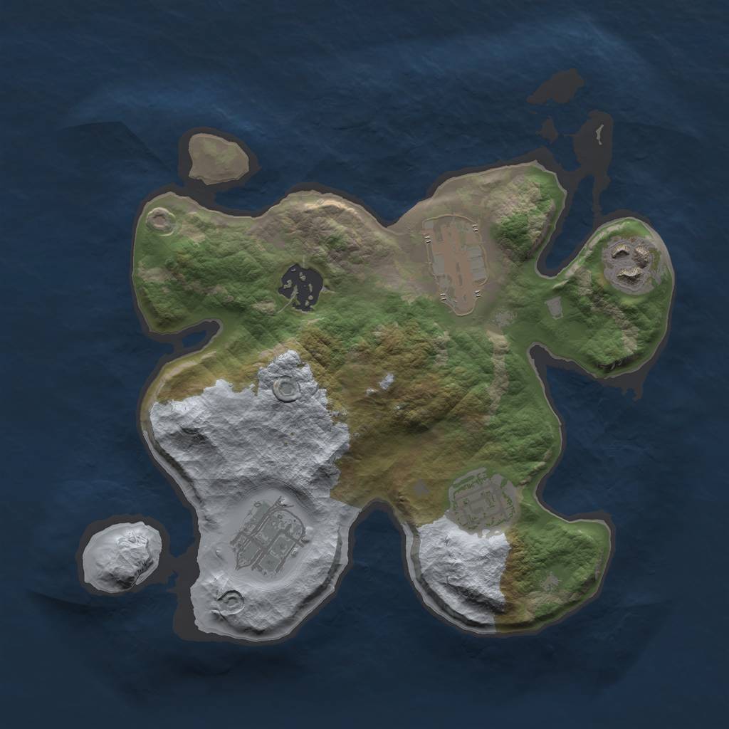 Rust Map: Barren, Size: 2500, Seed: 66616, 7 Monuments