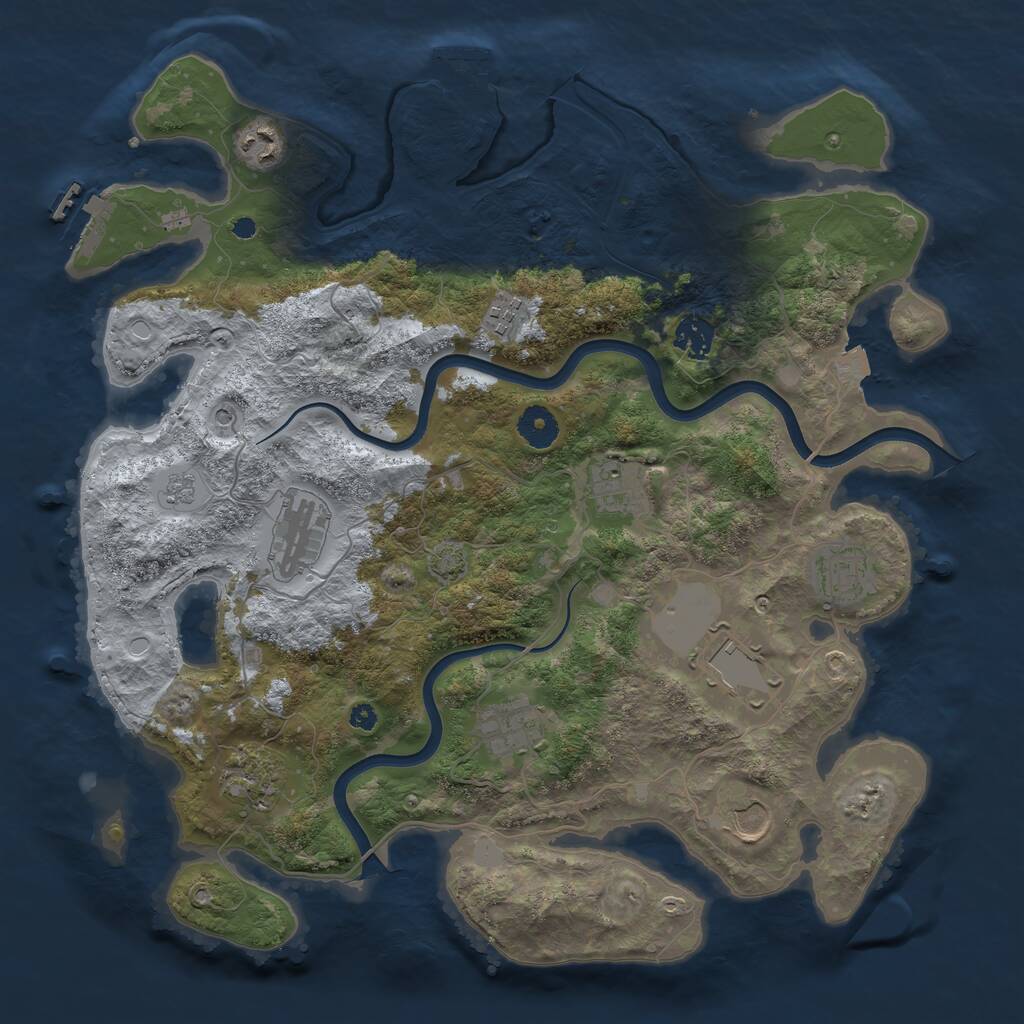 Rust Map: Procedural Map, Size: 3800, Seed: 115210, 16 Monuments